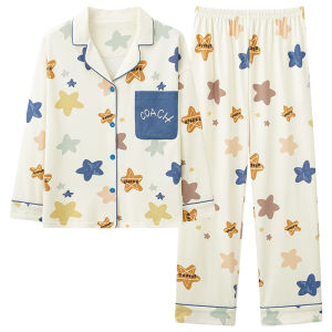 MiiOW | Cat Lady Sleepwear Casual Long Sleeve Spring Autumn Style Womens Home Clothes Set Large Size Comfortable Cotton Polyester Blend