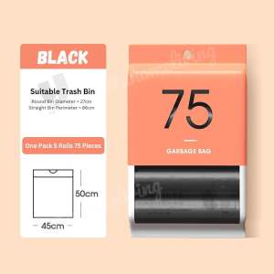 [Local Seller] 75pc Household disposable rubbish trash garbage bag | pull string | drawstring & handle bag