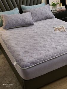 [Malay spot] Add fleece solid color milk fleece cotton bed bamboo coral fleece bed cover thick mattress dust protective cover