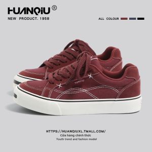 HuanQiu | Wine Red Mens Canvas Shoes Spring Summer