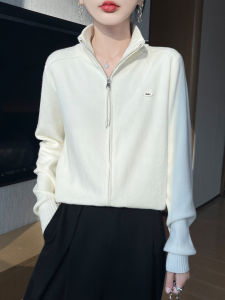 YUEXINYIRONG | French Style Double Zipper Semi-High Collar Knit Cardigan  Womens Loose Casual Outerwear