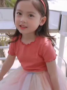ByKiddos – Atasan Kaos Anak Perempuan Lengan Pendek Versi Korea / T-shirt Polos Import Sutra Es / Kaos anak Impor