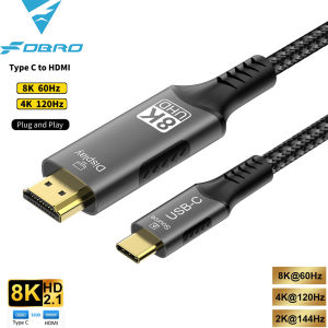 USB C to HDMI Cable 8K 60Hz 4K 120Hz Type C to HDMI-Compatible HDTV Cable for TV Converter MacBook Air iPad USB-C HDMI Adapter