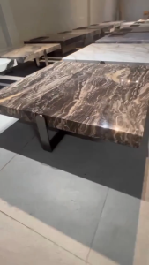 Bàn trà sofa bàn phòng khách bàn cafe nhập khẩu đôi tròn inox Loren mạ đồng thau phay xước