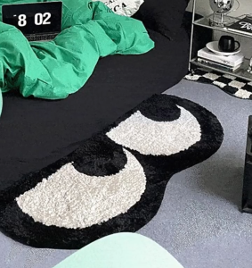 Floor Mat Imitation Cashmere 40 * 120CM Bedside Carpet Black and White Style Carpet Bedroom Carpet Moisture-proof and Dirt Resistant