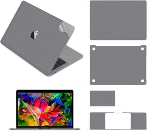 MD Full Body Stickers Compatible Mac Book Pro 13 Model A2251/ A2289(13-inch 2020) Mac book Air 13 Retina A2179 ( Touch ID 2020) Full-Cover Protective Vinyl Decal Skin (Top/Bottom/Touchpad/Palm Rest) Space grey / Silver+ Screen Protector