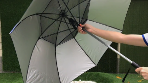 Stay Cool & Connected: PGM Golf Umbrella with Integrated Rechargeable Fan & Mobile Power Bank