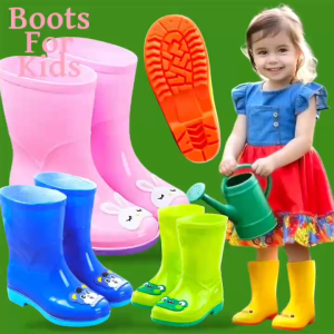 BIN LU Anti Slip Rain Boots for Kids Waterproof Rubber Boots Bota Pambata for Boys Girls Cartoon Rain Shoes School Flood Boots Size 26-40 Thick Sole Non Slip Rain Boots Manila Stock Durable Easy Clean Kids Rain Boots