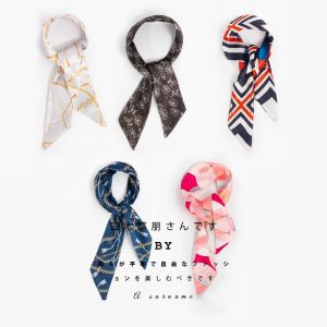 Double-Sided Long Scarf Womens Professional OL Sash Spring Summer New Decorative Necktie Waterdrop Hairband Fashion Accessories