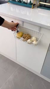 Multi-function Hanging Basket Solid Iron Bedside Storage Rack Hanging Bathroom Table Drain Basket Organizer For Dormitory