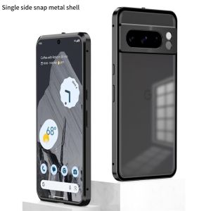 Single-Side Snap Metal Case for Google Pixel 9 Pro XL Pixel 8 Pro Pixel 7 Pro Aluminum Frame Frosted Translucent Back Precision Camera Armor Protection Shockproof Cover