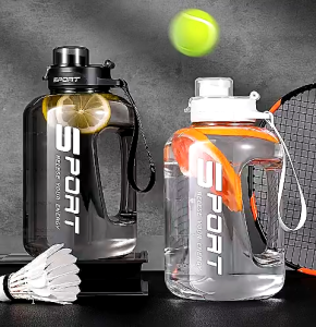 1.7L / 2.5L Capacity Sport Large Water Bottle c/w Strap Portable Plastic School BPA Free