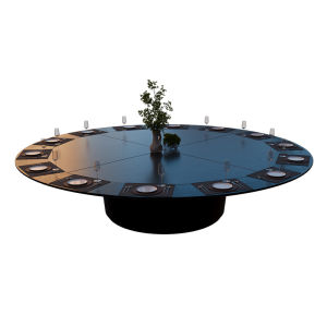 New Chinese Style Hotel Club Dining Table Embedded Parallel Rock Plate Rotating Design Villa Restaurant Designer Model