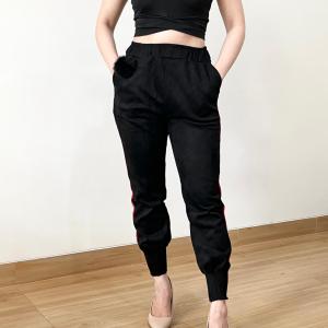 ●ECLAIRE● 0IS Jogger Suede List Merah Putih Sporty Olahraga Mode Trendy Modis Kasual Casual Import (FREE GANTUNGAN POM POM)