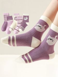 Miiow | Thickened Fleece Children Socks Middle Tube Autumn Winter Kids Cotton Socks Boys Girls Baby Warm Breathable Eco-Friendly Socks