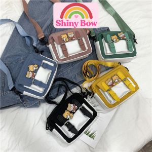 Túi Đeo Chéo Harujuku Mini Phong Cách Hàn Quốc Túi Vải Canvas Nhiều Ngăn Kèm Charm Trang Trí Dễ Thương