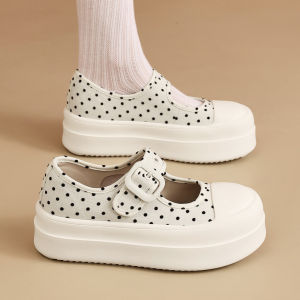 SHIYAN | Thick Sole Mary Jane Shoes One Strap Round Toe Canvas Shoes