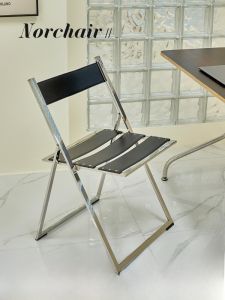 เก้าอี้ทานอาหารแบบพับได้ Norchair วินเทจสไตล์อุตสาหกรรม เก้าอี้ร้านอาหารแบบเรียบง่ายสำหรับบ้าน โลหะผสม