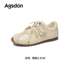 Agsdon Ballet Style Sports Shoes Womens Casual Shoes 2025 New Autumn Winter Flat Heel Deep Mouth Cross Buckle Rubber Outsole