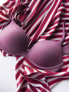 Japanese Ultra-Fine Denier Lightweight Breathable Underwired Plaid Small Breasts Push up Bra Female Glossy Surface without a Scratch Push-up Bra