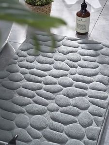Bathroom Doormat anti slip 3D Bathroom Floor Mat Kitchen Mat bsorbent Quick Dry Non Slip Cobblestone Form Carpeting Bathroom Carpet Absorbent Bathroom Rug Mat for Kitchen Size 60 X 40cm