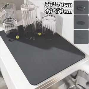 แผ่นรองจานสำหรับเช็ดครัวขนาดใหญ่ / แผ่นรองกาแฟกันลื่นดูดซับน้ำได้ดี / แผ่นรองกันความร้อนแห้งเร็วสำหรับเคาน์เตอร์ / แผ่นซับโคลนไดอะตอมสำหรับใช้ในบ้าน