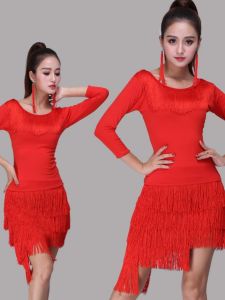Womens Long Sleeve Ruffle Practice Costume for Latin Dance Autumn Winter Modern Social Ballroom Dancing Top Three-step Stamp
