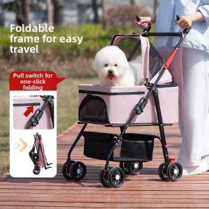 AYIJIE | Lightweight Foldable Double-layer Pet Stroller