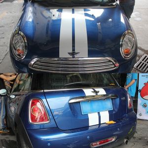 Middle Parallel Lines Hood+Trunk Car Stickers and Decals for BMW MINI Cooper S Hatchback R56 2007-2014 Car Styling Accessories