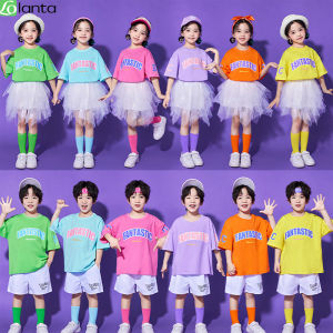 LOlanta เสื้อผ้าสำหรับการแสดงบนเวทีเต้นรำสำหรับโรงเรียนอนุบาลนักเรียนระดับประถมศึกษาชุดเครื่องแบบนักเรียนชุดกีฬาเชียร์ลีดเดอร์ขนมเด็ก4-14Years สี