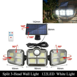 LED Solar Light Outdoor Motion Sensor Human Body Sensing Adjustable Head Ip65 Waterproof Solar Three Head Wall Lamp Garden