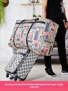 Extra Large Thick Oxford Cloth Waterproof Woven Moving Bag Student Luggage Storage Bag High Capacity Storage Polyester Bags