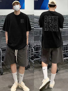 Spring and Summer American Style Loose Black Short-Sleeved T-shirt Mens Pure Cotton Easiest for Match Half-Sleeve Top Trendy round Neck Simple T-shirt