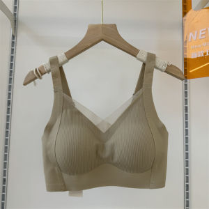 Gufei 1061 Lifting Seamless Bras Female Fixed Cup Lace V-neck without Steel Ring Push up Breast Holding Plaid Intimates
