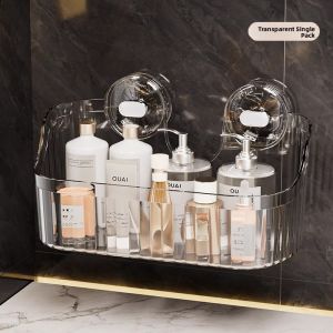 Bathroom Kitchen Wall Mounted Suction Storage Rack No Drilling Required Toilet Organizer Sink Storage Box Hanging Shelves