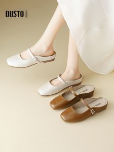 DUSTO | New Summer Elegant Rhinestone French Style Half Slipper Flat Mary Jane Sandals