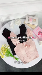 LadyLuxe - Atasan Tanktop Ruffle Pita Wanita Pakaian Fashion Lengan Pendek Crop Top BR243