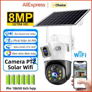 Camera IP Năng Lượng Mặt Trời PTZ Không Dây 4MP/8MP HD Giám Sát Video Chống Nước Ngoài Trời Với Pin Tích Hợp WiFi Cam V380 Pro