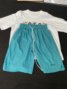 Lake Green Ice Silk Quick Dry Mens Shorts Summer Thin Loose Straight Leg Sports Mid-Length Casual American Style Five-Quarter Pants