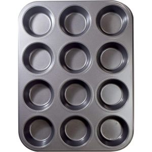 6 or12 Cups Nonstick Muffin and Cupcake Pan Brownie Cake Pan Carbon Steel bakeware for Oven Baking Gray