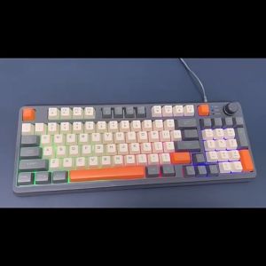 Bàn phím giả cơ chuyên game K82 thiết kế 94 phím nhỏ gọn có đèn led 7 màu kèm theo nút vặn âm lượng tiện lợi