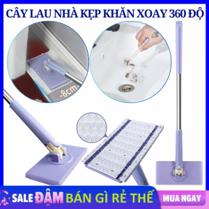 Cây Lau Nhà Kẹp Khăn Tự Động Xoay 360° Có Kẹp Gắp Rác Tiện Lợi - Chổi Lau Nhà Tự Gắp Giấy Dùng 1 Lần - Cây Lau Kẹp Khăn  Kèm Nhíp Kẹp Rác Thông Minh - Dụng Cụ Lau Vệ Sinh Sàn Nhà
