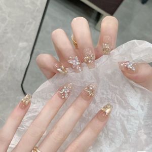 Handmade Nail Tips Ice Transparent Butterfly Design Wearable False Nails Short Staircase Bright Color Scheme Pure Desire Goddess