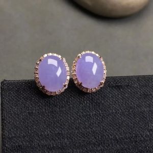 Bông Tai Đá Thạch Anh Tím Cabochon Bạc