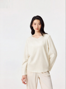 Purcotton | Women Spring New Arrival Shining Cotton Loungewear Long Sleeve T-shirt