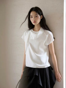ZHILU | Áo Thun Tay Ngắn Elegent Cổ Nơ