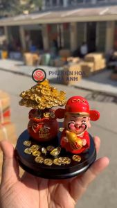 Bộ Thần Tài Mini Ôm Bình Vàng May Mắn Tài Lộc