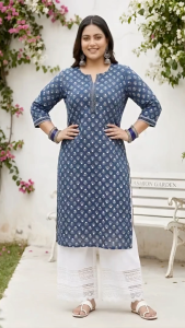 DEBAYU Nayo Plus Size Cotton Straight Kurti Size 3XL to 7XL Floral Printed Top Only Malaysia