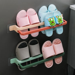 Bathroom Shoe Rack Slipper Stand Wall Mounted Foldable Storage Organizer Plastic No Drilling Required Shoe Holder Home Use