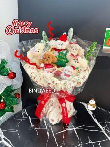 New Year Gift Cute Little Dog Flower Bouquet for Girlfriend Boyfriend Christmas Eve Present Finished Product Festive Supplies